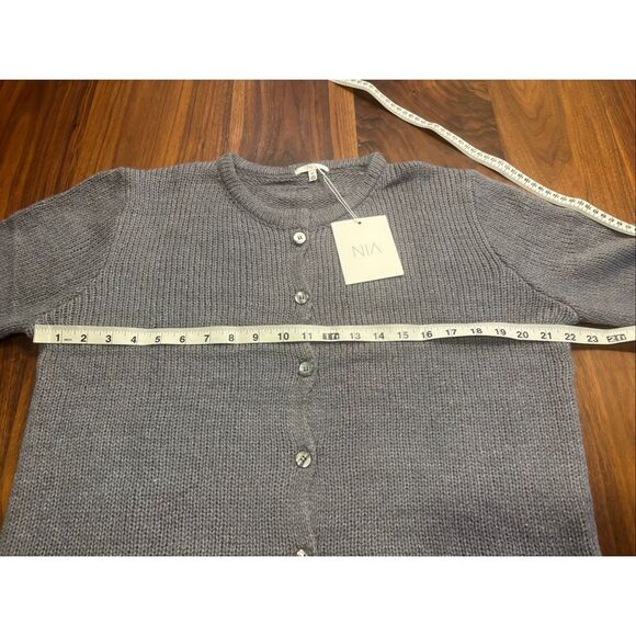 NIA Women’s Gray Knitted Wool Blend Button Down Cardigan Sweater Size S/M NWT - Picture 3 of 8